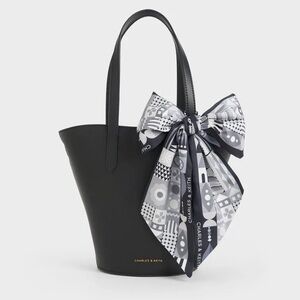 NEW Charles & Keith Black Bucket Tote Bag